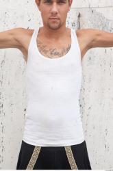 Upper Body Man White Casual Singlet Average